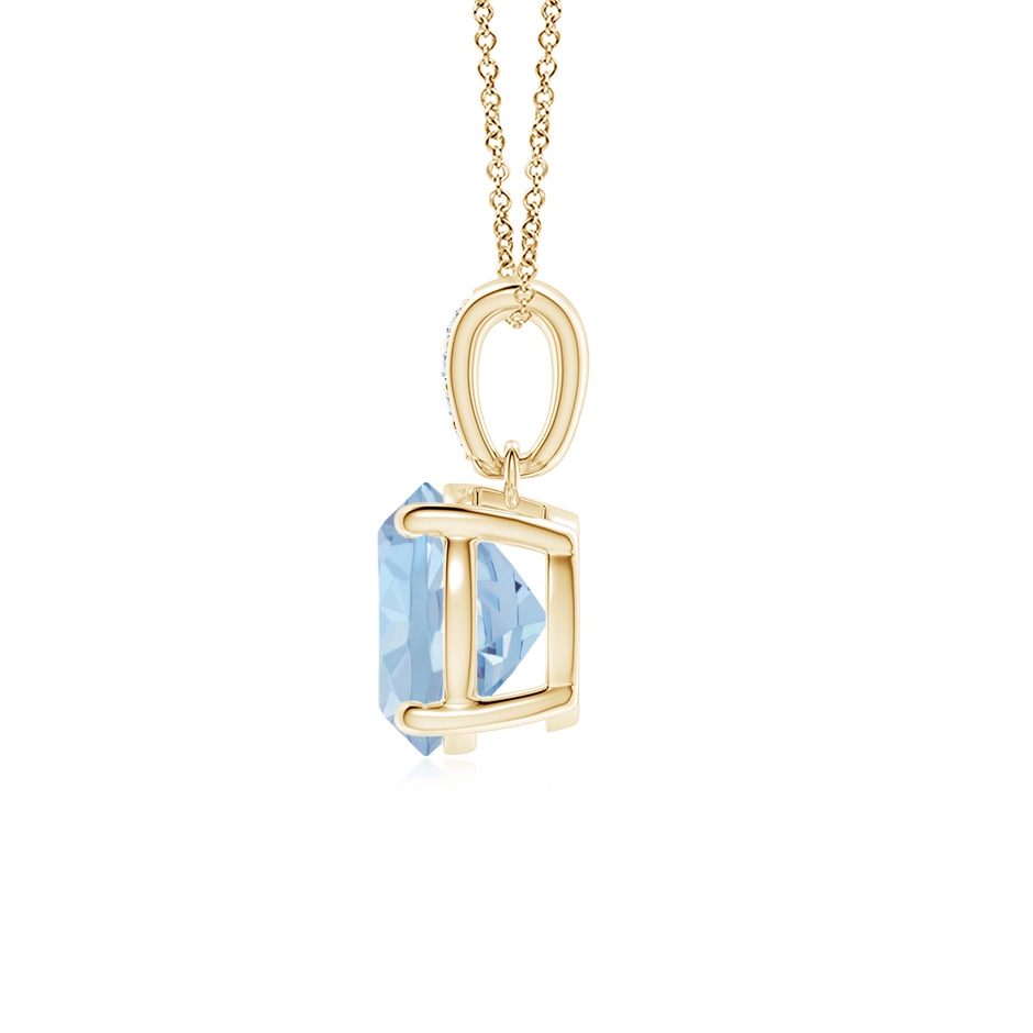 7mm AA Prong-Set Round Aquamarine Pendant with Diamond Bale in Yellow Gold side 199