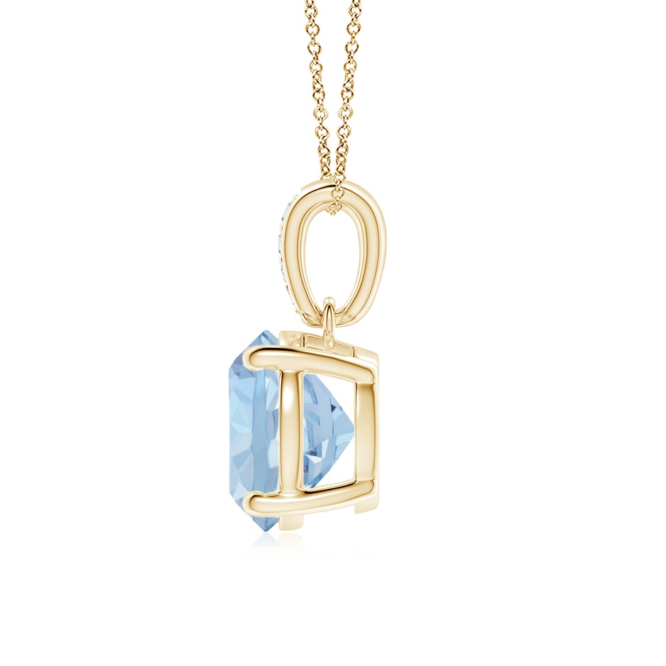 8mm AA Prong-Set Round Aquamarine Pendant with Diamond Bale in Yellow Gold side 199
