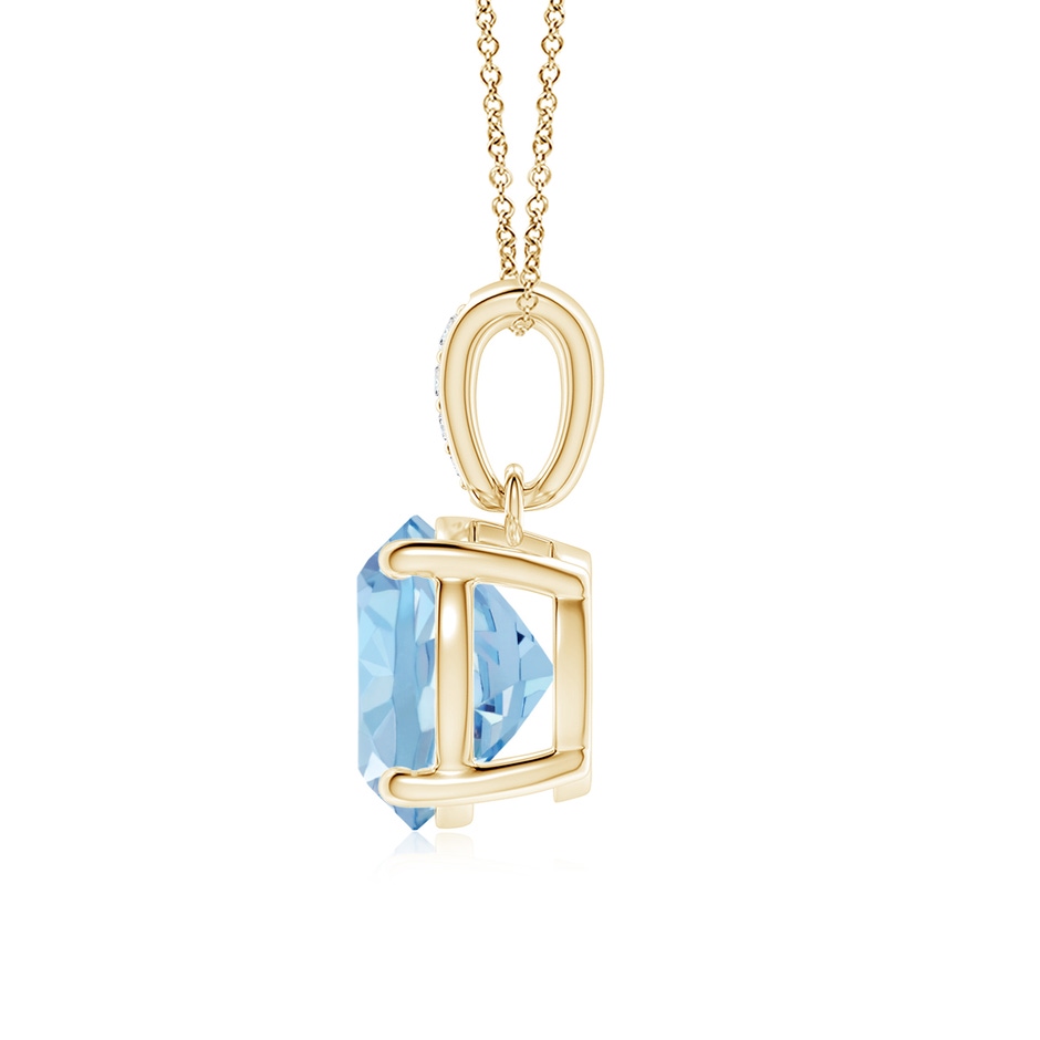8mm AAA Prong-Set Round Aquamarine Pendant with Diamond Bale in Yellow Gold side 199
