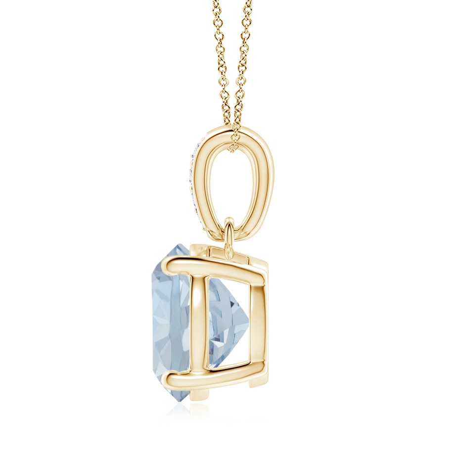 9mm A Prong-Set Round Aquamarine Pendant with Diamond Bale in Yellow Gold side 199