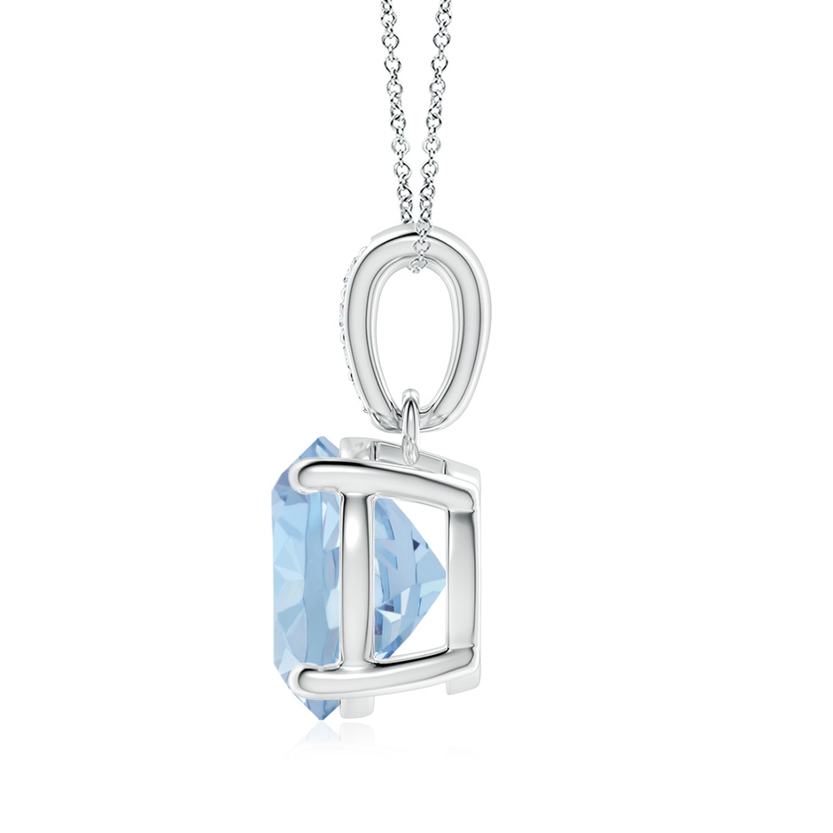 9mm AA Prong-Set Round Aquamarine Pendant with Diamond Bale in S999 Silver side 199
