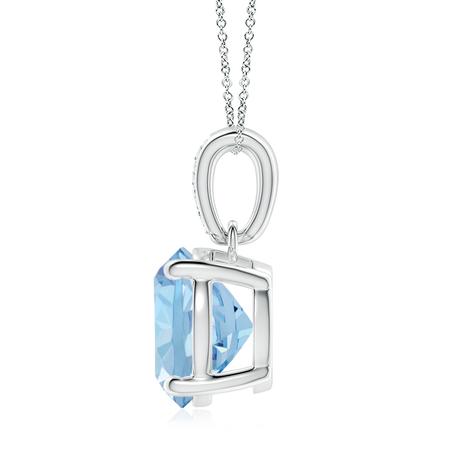 9mm AAA Prong-Set Round Aquamarine Pendant with Diamond Bale in White Gold side 199