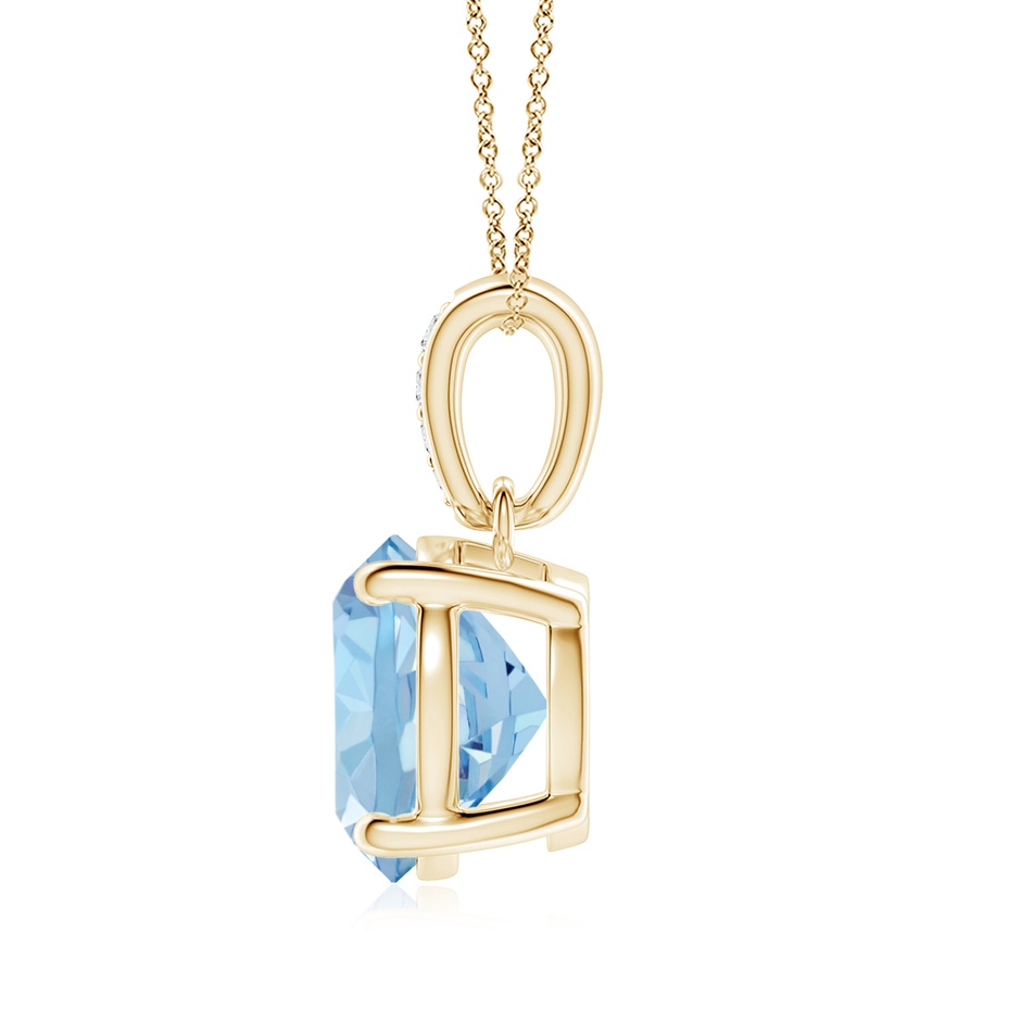 9mm AAA Prong-Set Round Aquamarine Pendant with Diamond Bale in Yellow Gold side 199
