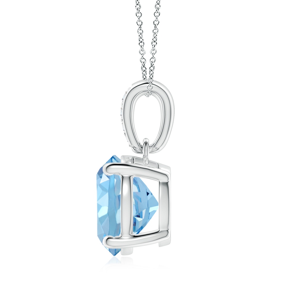 9mm AAAA Prong-Set Round Aquamarine Pendant with Diamond Bale in P950 Platinum - side 199