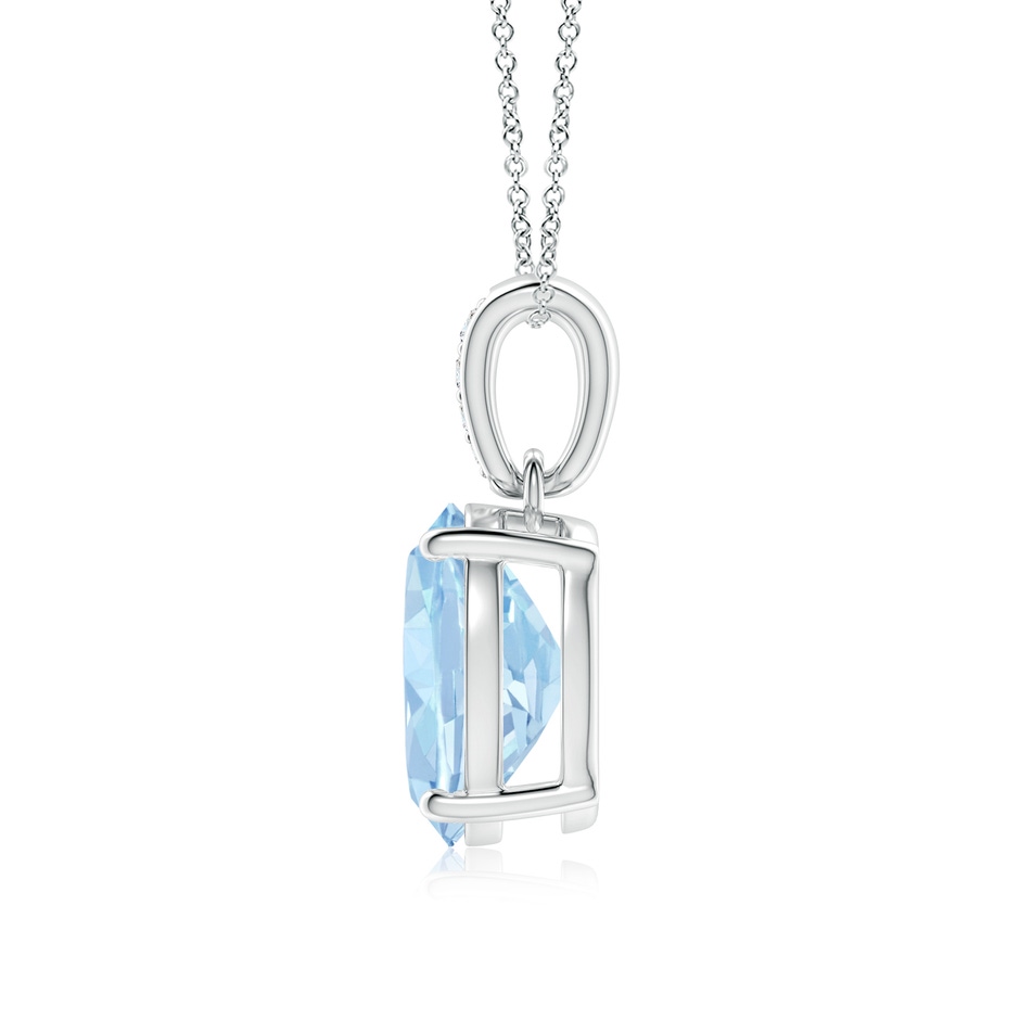 10x8mm AA Prong-Set Oval Aquamarine Pendant with Diamond Bale in S999 Silver side 199