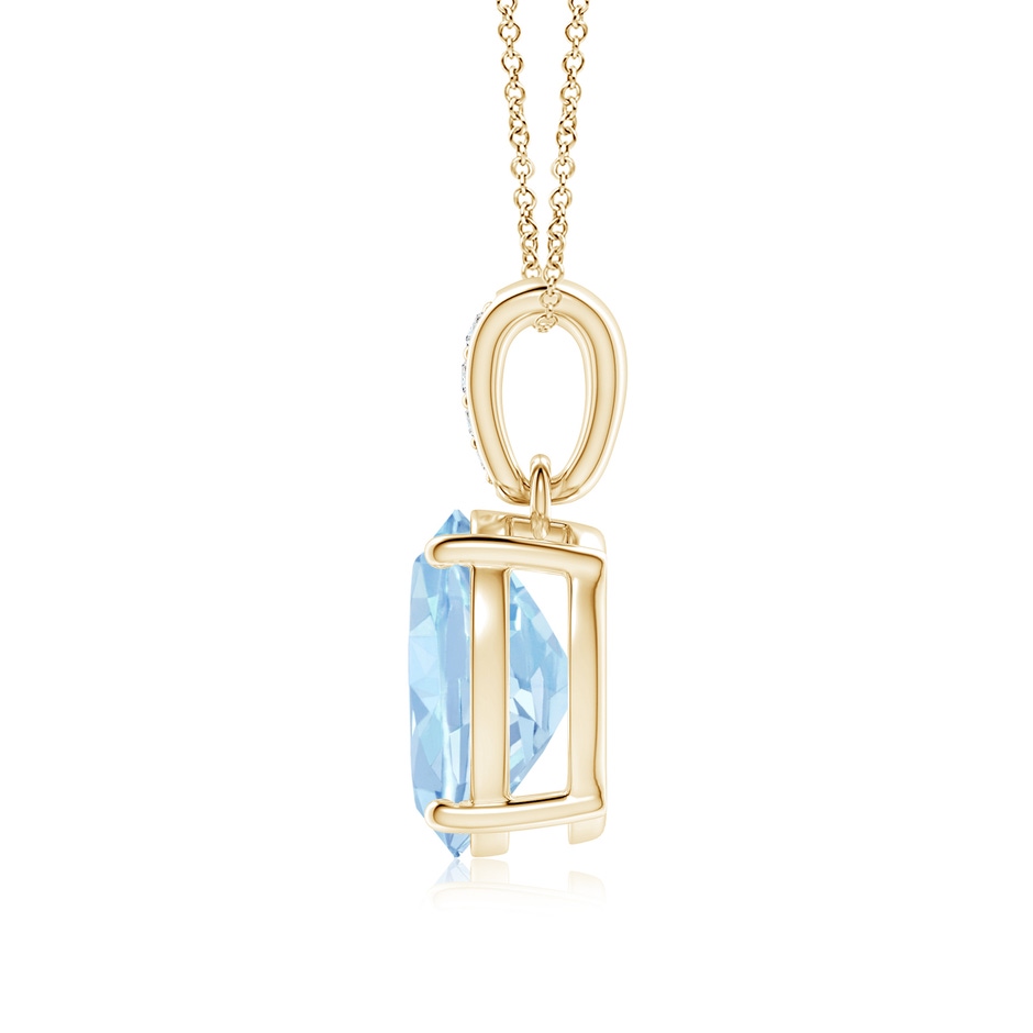 10x8mm AA Prong-Set Oval Aquamarine Pendant with Diamond Bale in Yellow Gold side 199