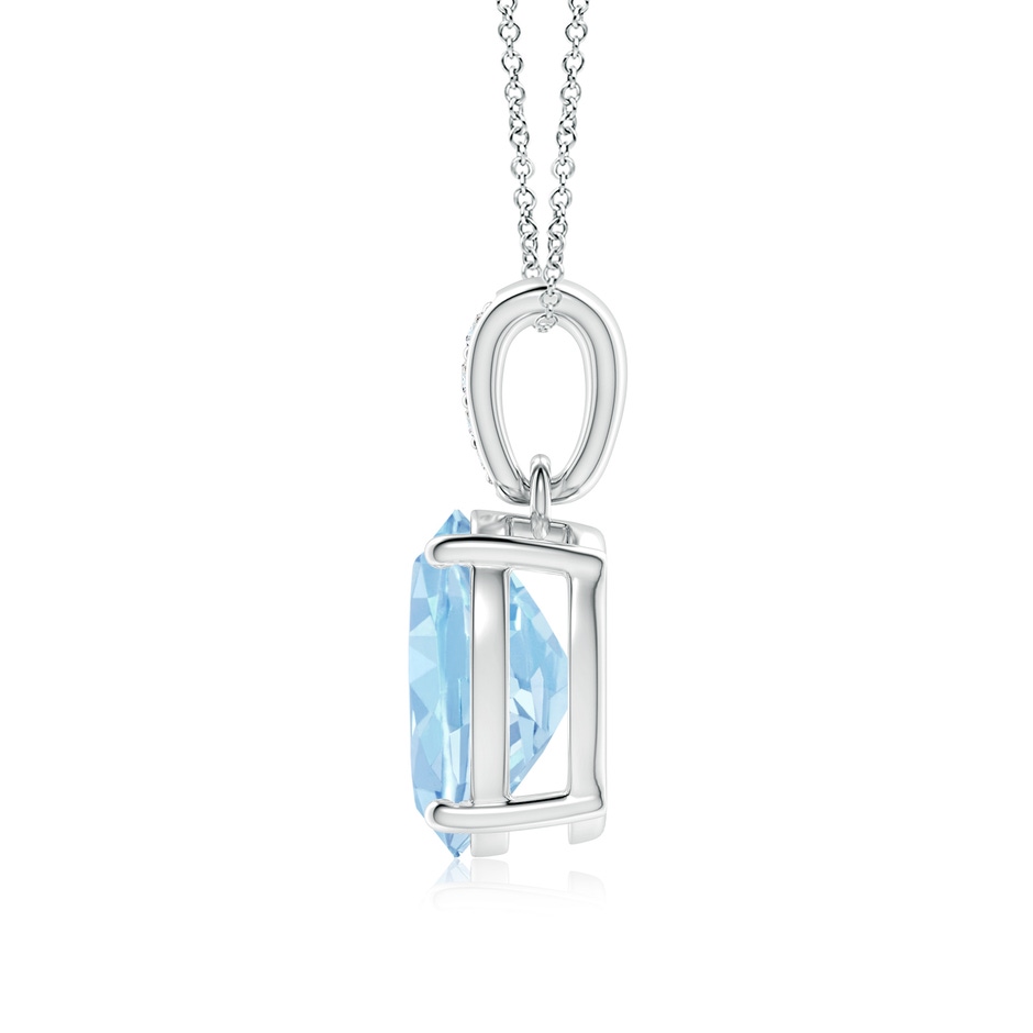 10x8mm AAA Prong-Set Oval Aquamarine Pendant with Diamond Bale in White Gold side 199