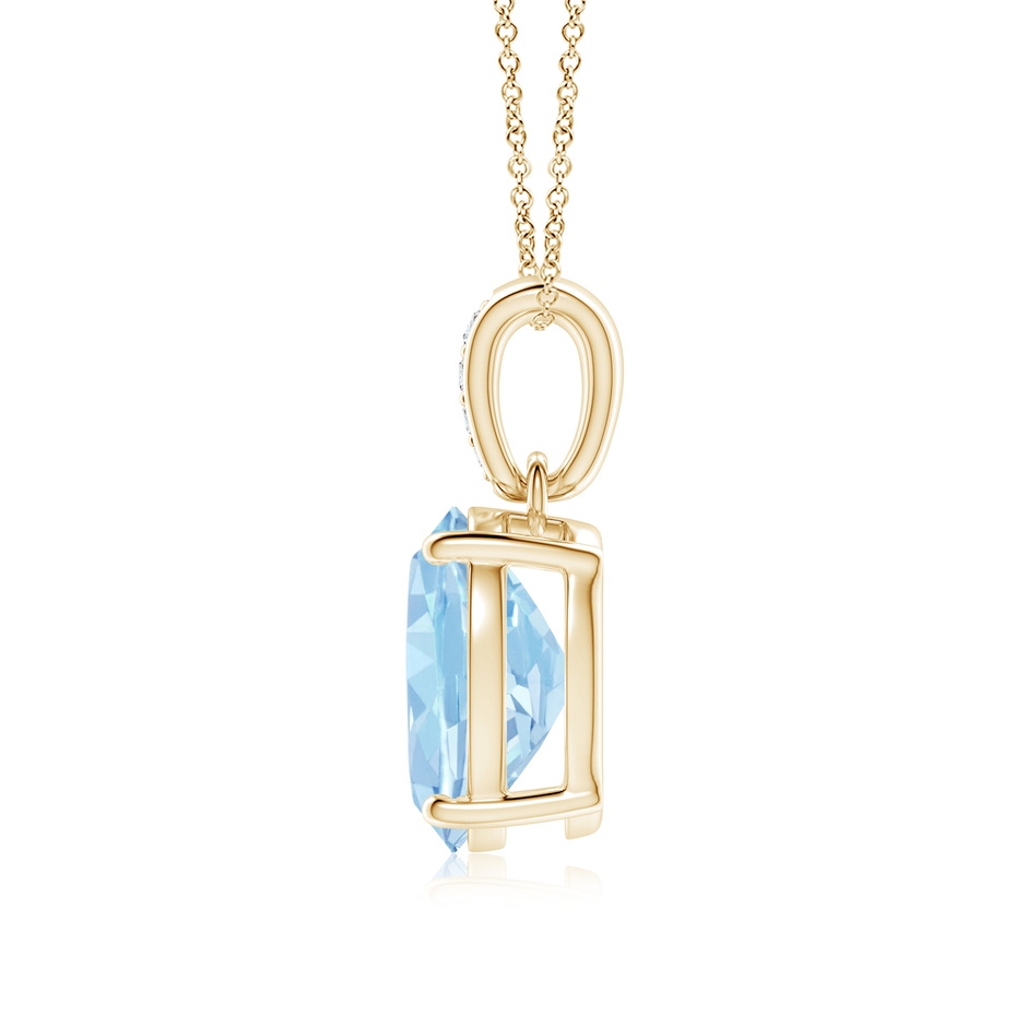 10x8mm AAA Prong-Set Oval Aquamarine Pendant with Diamond Bale in Yellow Gold side 199