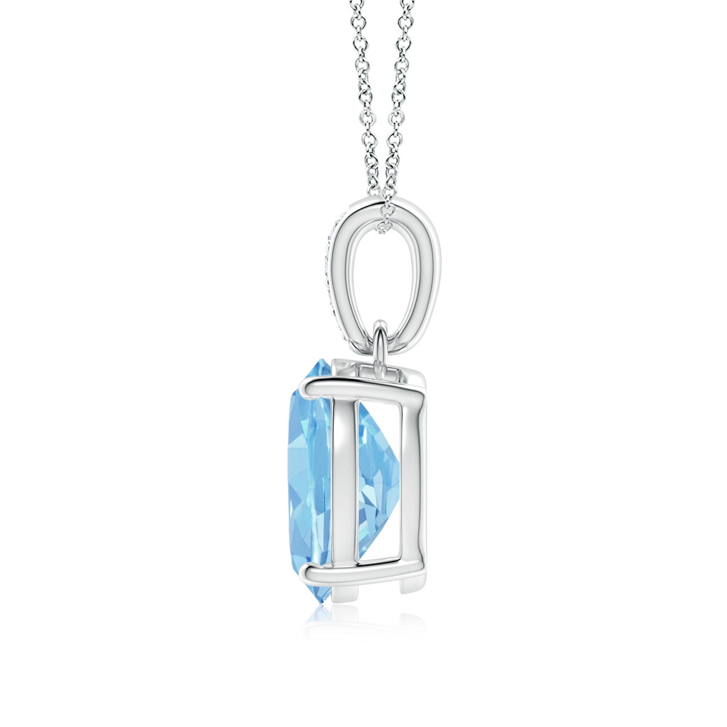 10x8mm AAAA Prong-Set Oval Aquamarine Pendant with Diamond Bale in S999 Silver - side 199