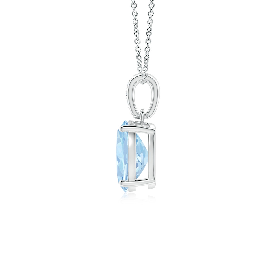 8x6mm AA Prong-Set Oval Aquamarine Pendant with Diamond Bale in S999 Silver side 199