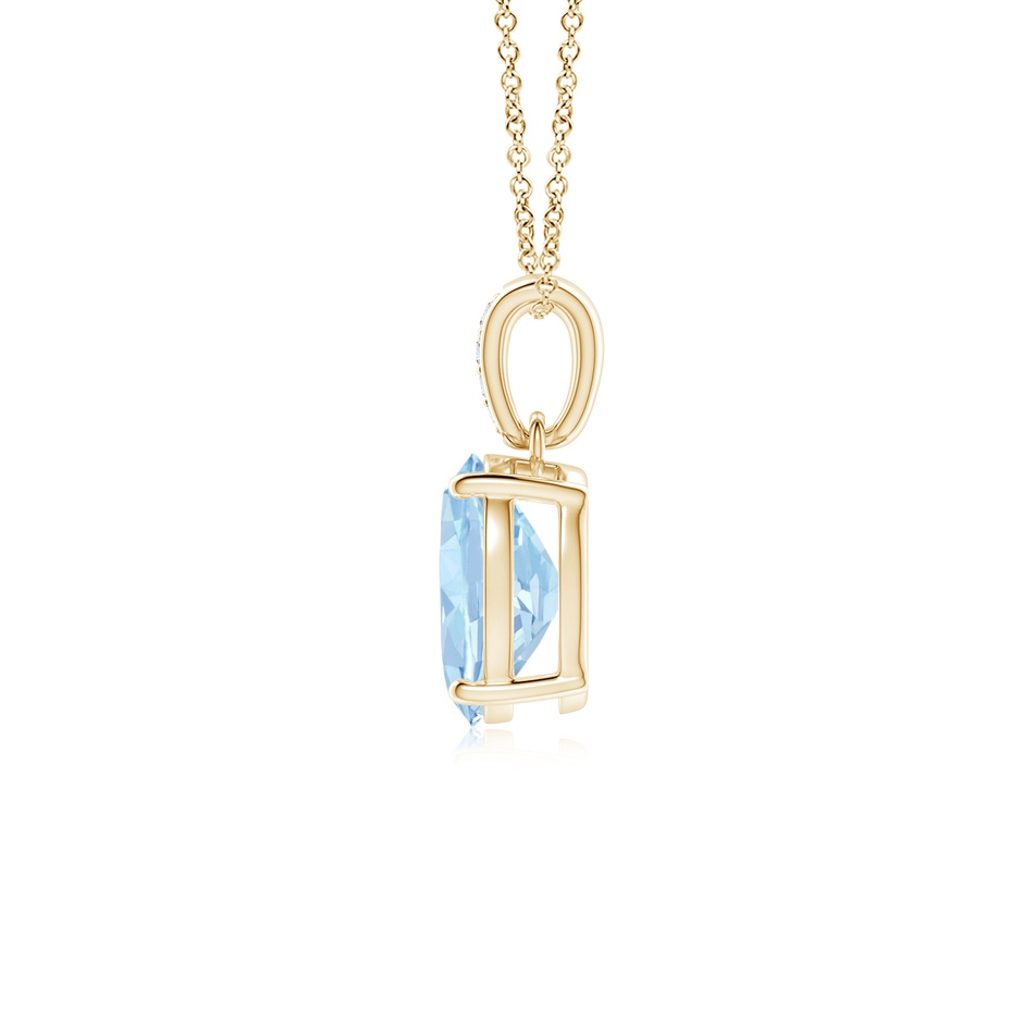 8x6mm AA Prong-Set Oval Aquamarine Pendant with Diamond Bale in Yellow Gold side 199