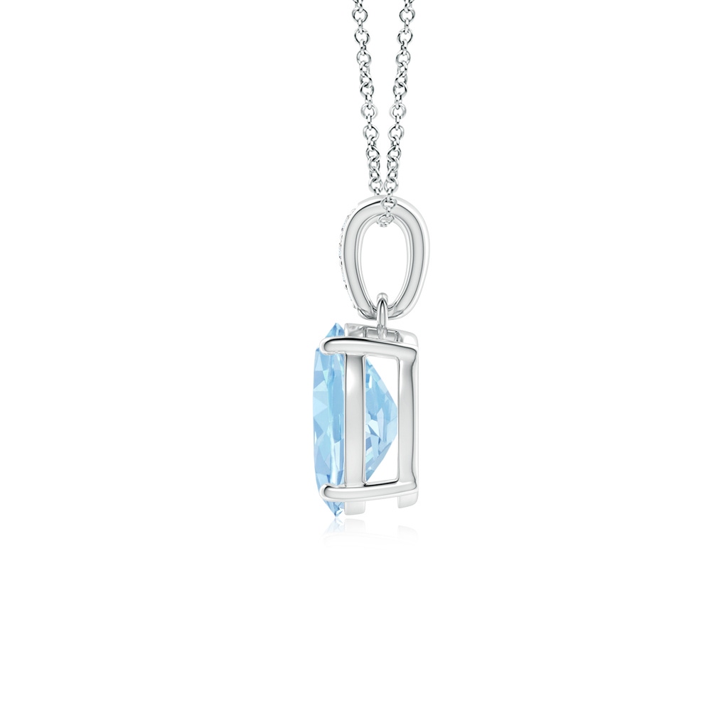 8x6mm AAA Prong-Set Oval Aquamarine Pendant with Diamond Bale in White Gold - side 199