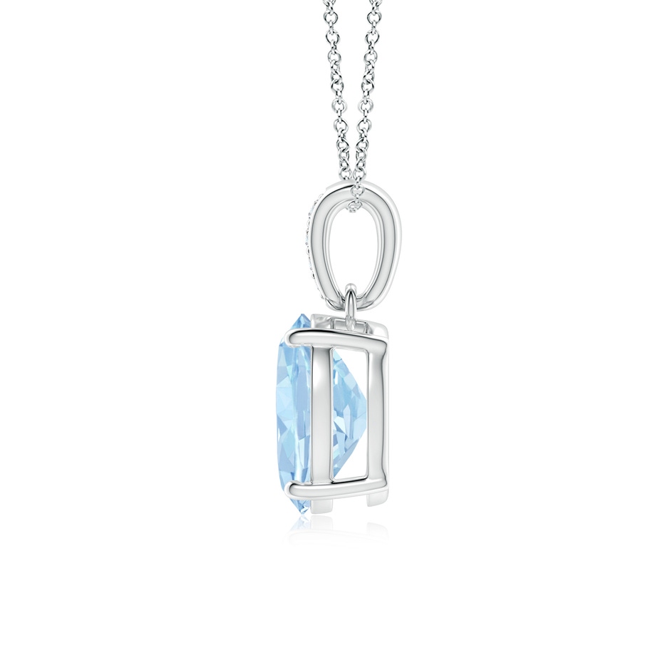 9x7mm AA Prong-Set Oval Aquamarine Pendant with Diamond Bale in S999 Silver side 199