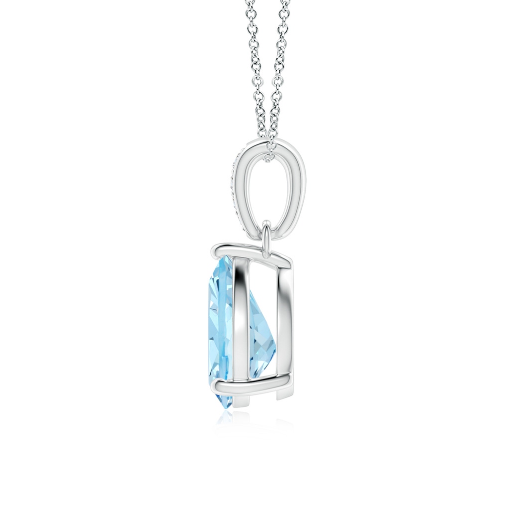 9x7mm AAAA Prong-Set Pear Aquamarine Pendant with Diamond Bale in White Gold Side 199