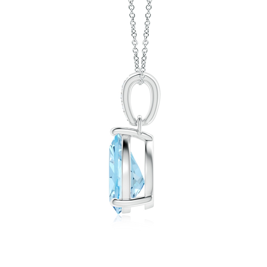 9x7mm AAAA Prong-Set Pear Aquamarine Pendant with Diamond Bale in White Gold side 199