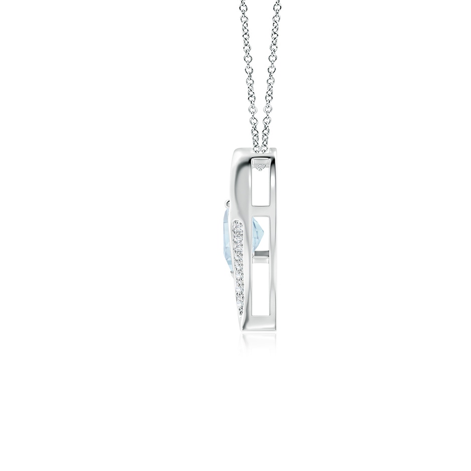 7mm A Aquamarine and Diamond Open Heart Pendant in S999 Silver side 199
