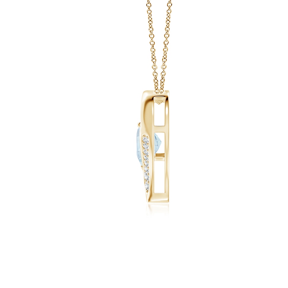 7mm A Aquamarine and Diamond Open Heart Pendant in Yellow Gold side 199