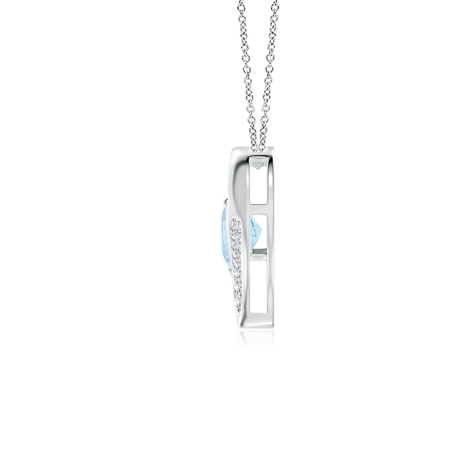 7mm AA Aquamarine and Diamond Open Heart Pendant in White Gold side 199