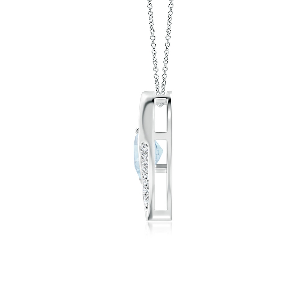 8mm A Aquamarine and Diamond Open Heart Pendant in S999 Silver side 199