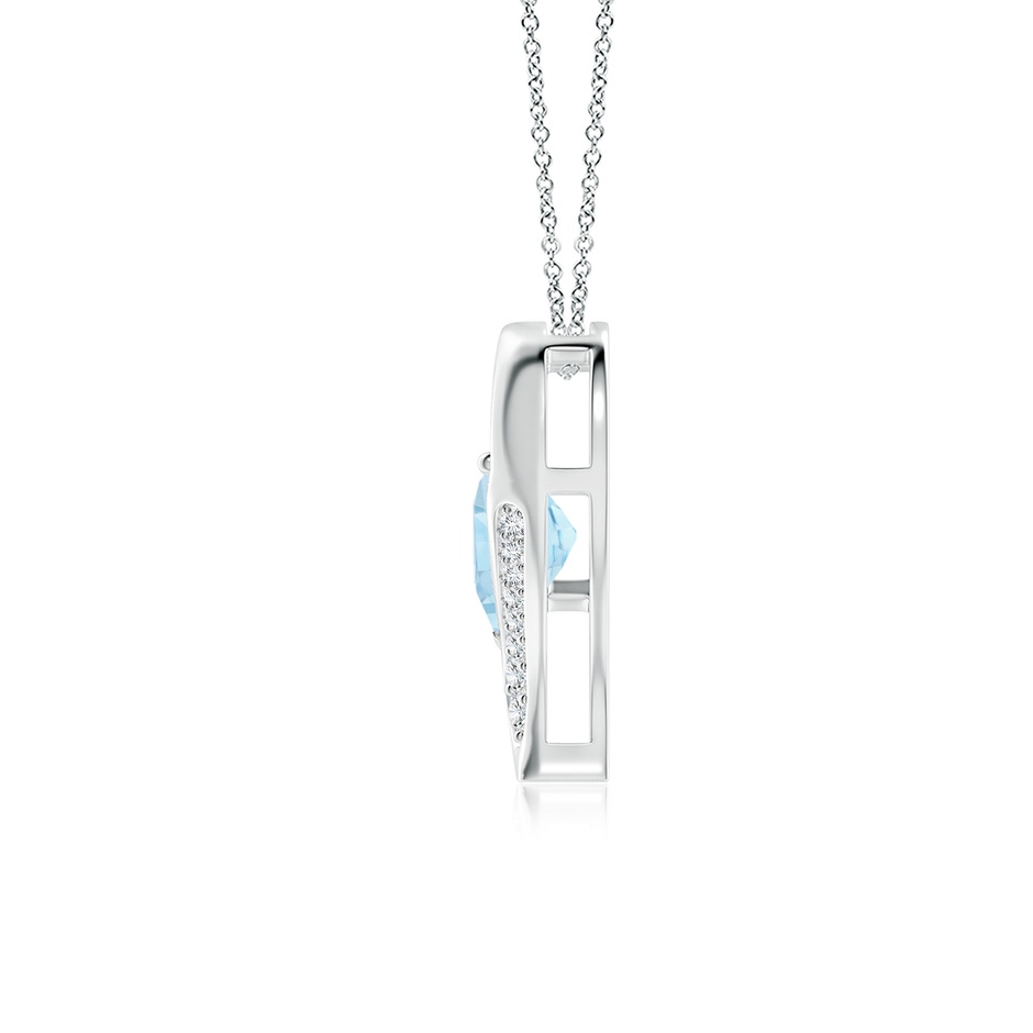 8mm AAA Aquamarine and Diamond Open Heart Pendant in S999 Silver side 199