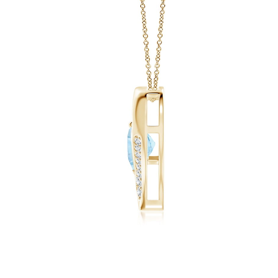 8mm AAA Aquamarine and Diamond Open Heart Pendant in Yellow Gold side 199