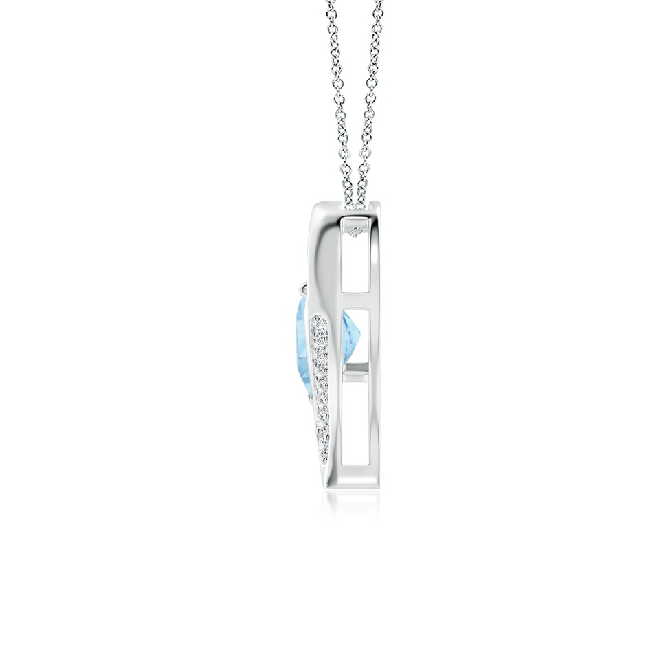 8mm AAAA Aquamarine and Diamond Open Heart Pendant in White Gold side 199