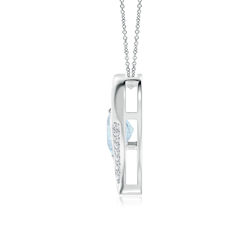 9mm A Aquamarine and Diamond Open Heart Pendant in White Gold side 199