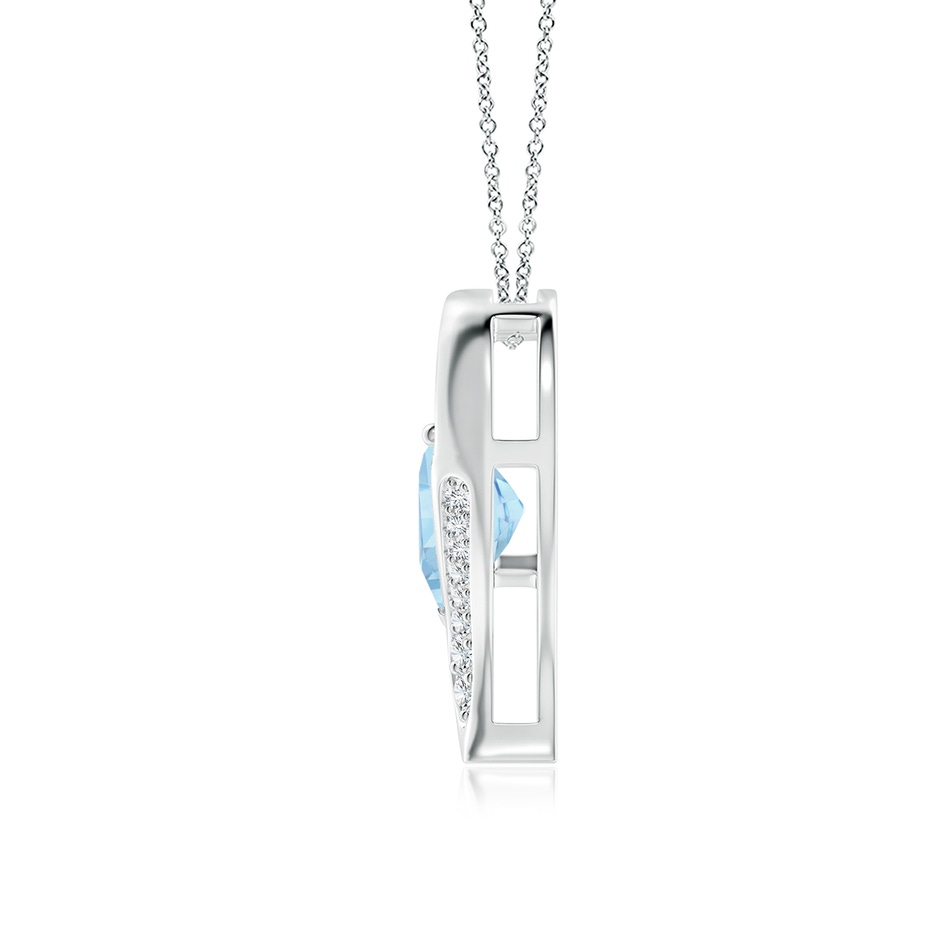 9mm AAAA Aquamarine and Diamond Open Heart Pendant in White Gold side 199