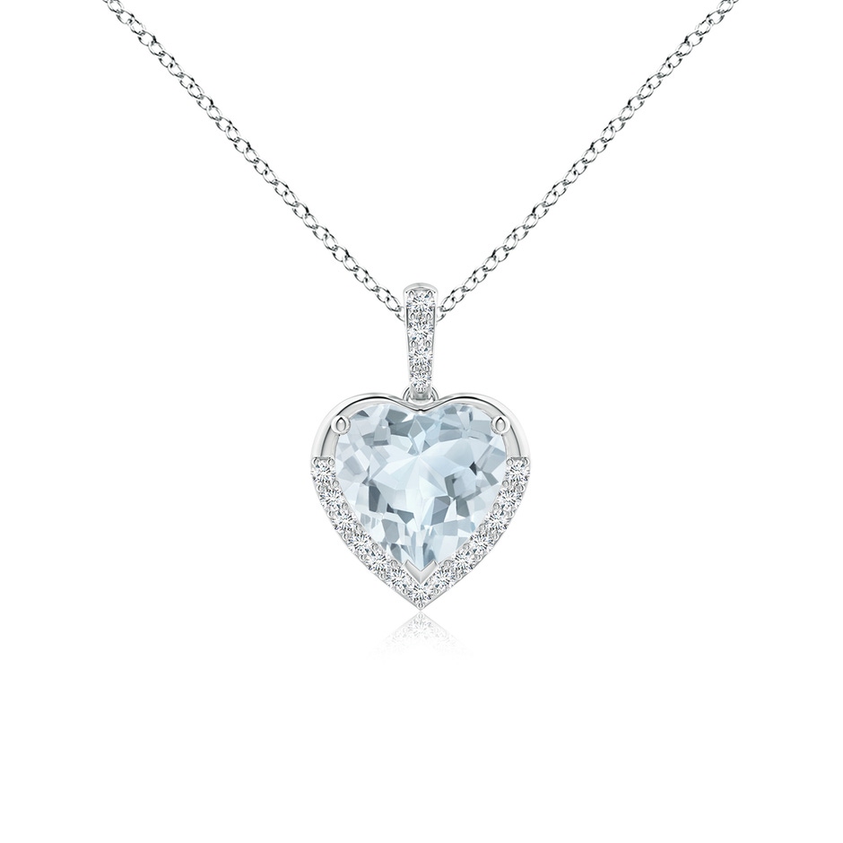 7mm A Heart-Shaped Aquamarine Halo Pendant in P950 Platinum 