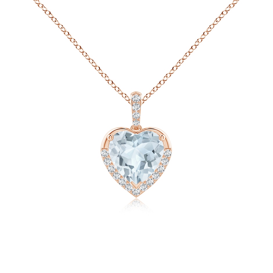 7mm A Heart-Shaped Aquamarine Halo Pendant in Rose Gold 