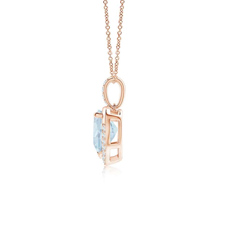 7mm A Heart-Shaped Aquamarine Halo Pendant in Rose Gold side 199