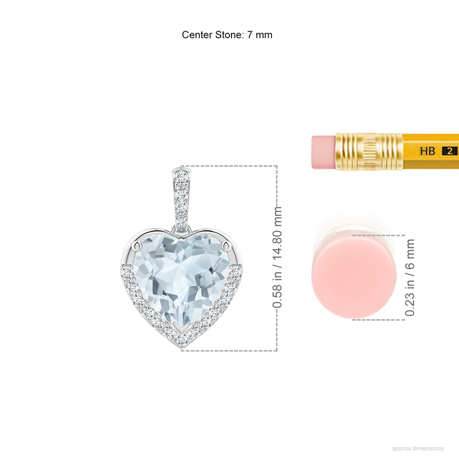 7mm A Heart-Shaped Aquamarine Halo Pendant in S999 Silver ruler