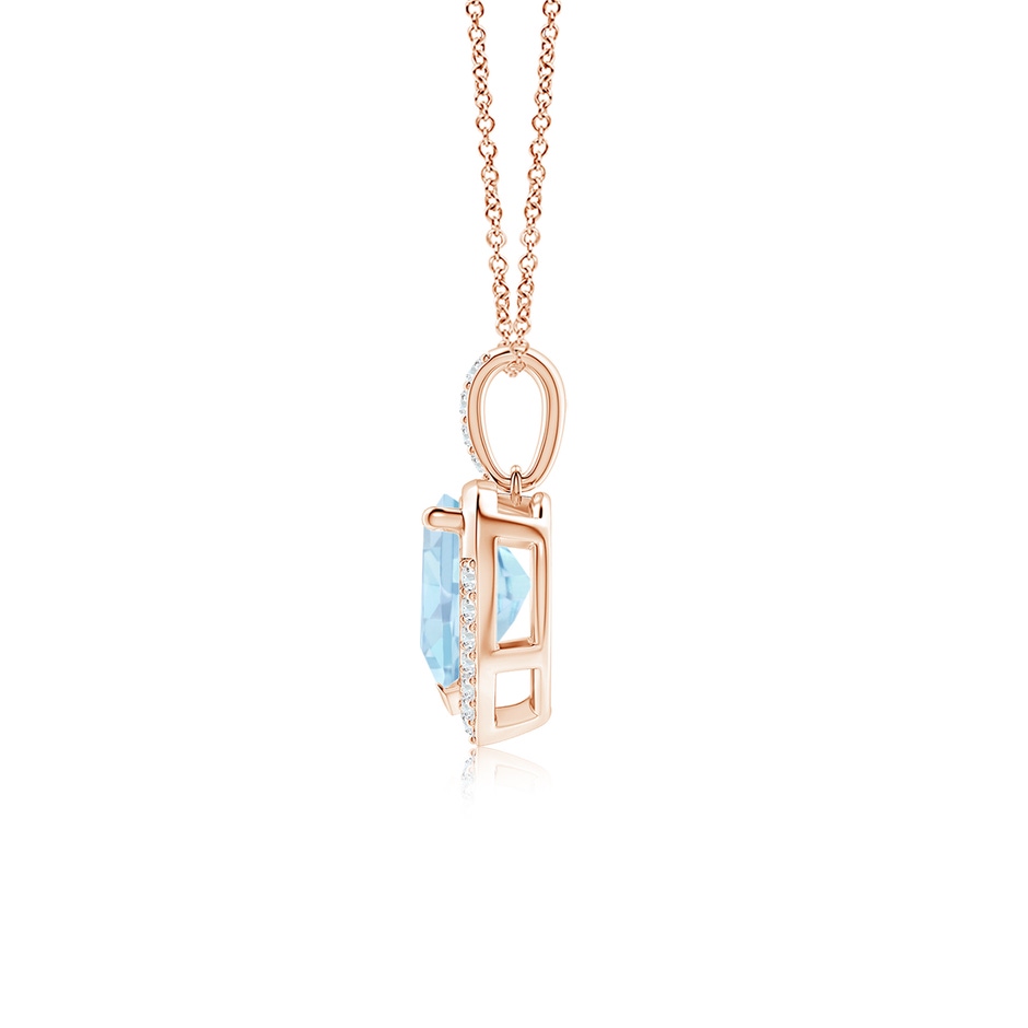 7mm AA Heart-Shaped Aquamarine Halo Pendant in Rose Gold side 199
