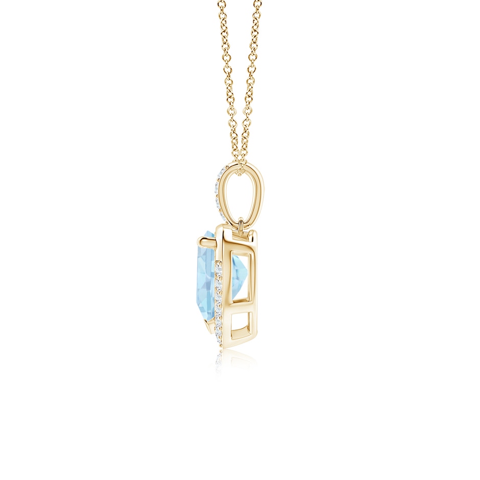 7mm AA Heart-Shaped Aquamarine Halo Pendant in Yellow Gold side 199