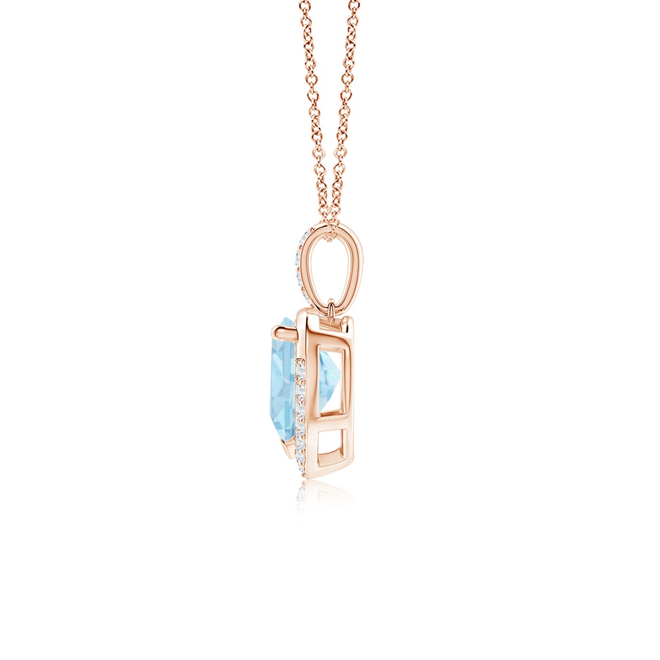 7mm AAA Heart-Shaped Aquamarine Halo Pendant in Rose Gold side 199