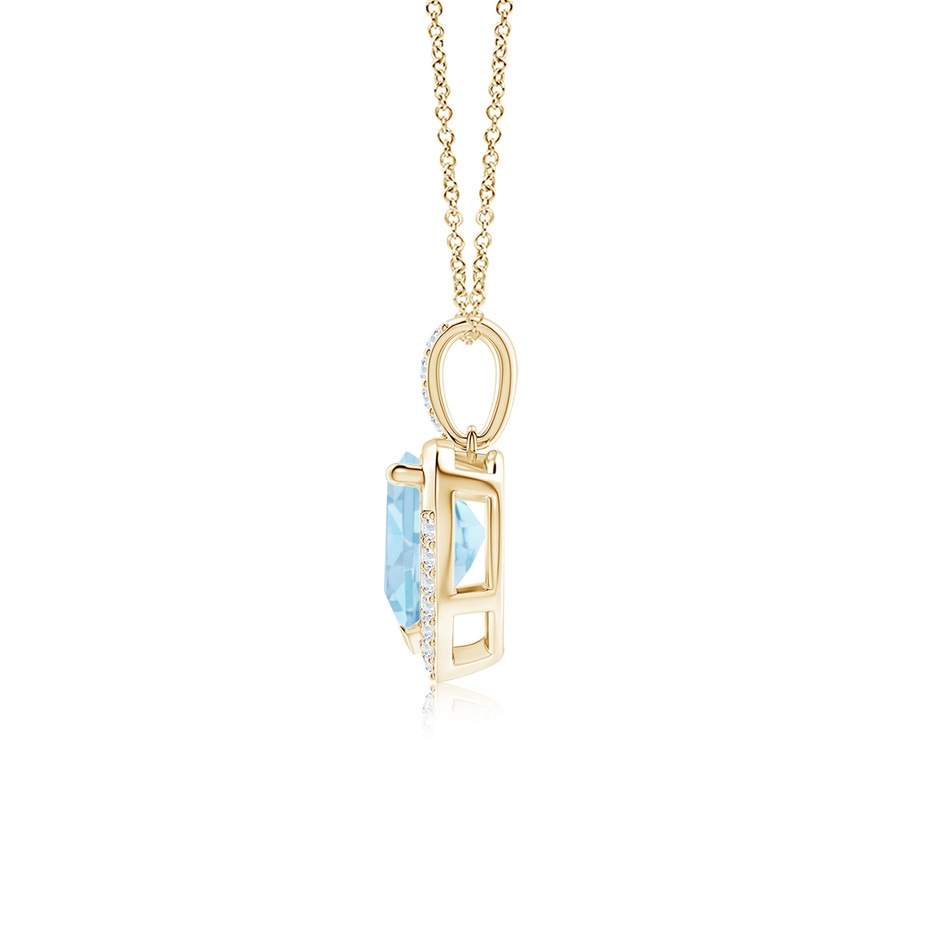 7mm AAA Heart-Shaped Aquamarine Halo Pendant in Yellow Gold side 199