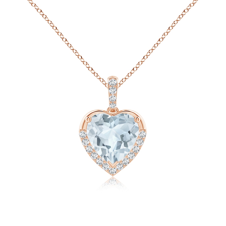 8mm A Heart-Shaped Aquamarine Halo Pendant in Rose Gold 
