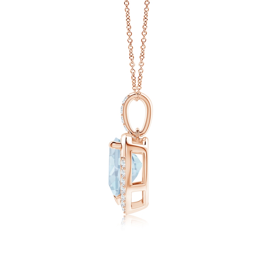 8mm A Heart-Shaped Aquamarine Halo Pendant in Rose Gold side 199