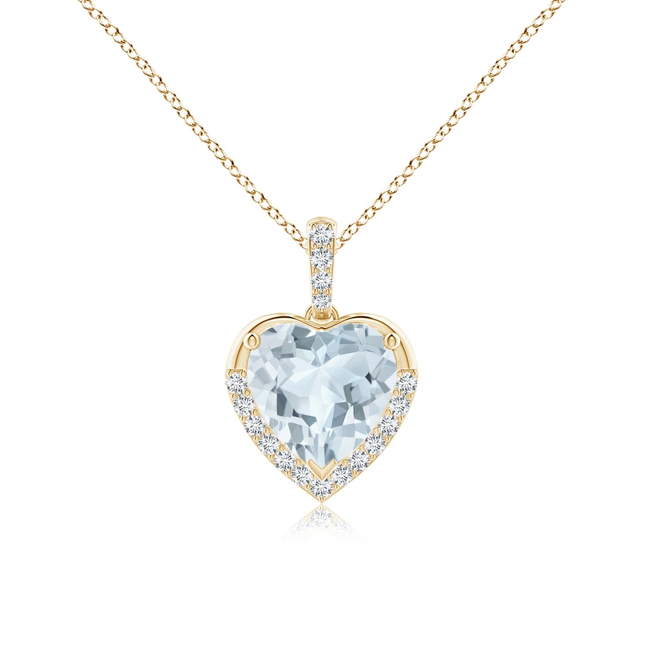 8mm A Heart-Shaped Aquamarine Halo Pendant in Yellow Gold 