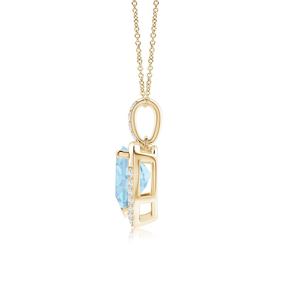 8mm AAA Heart-Shaped Aquamarine Halo Pendant in Yellow Gold side 199