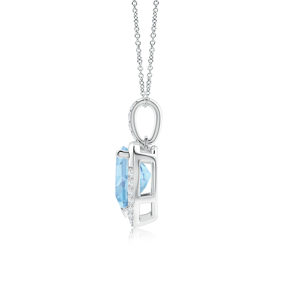 8mm AAAA Heart-Shaped Aquamarine Halo Pendant in P950 Platinum side 199