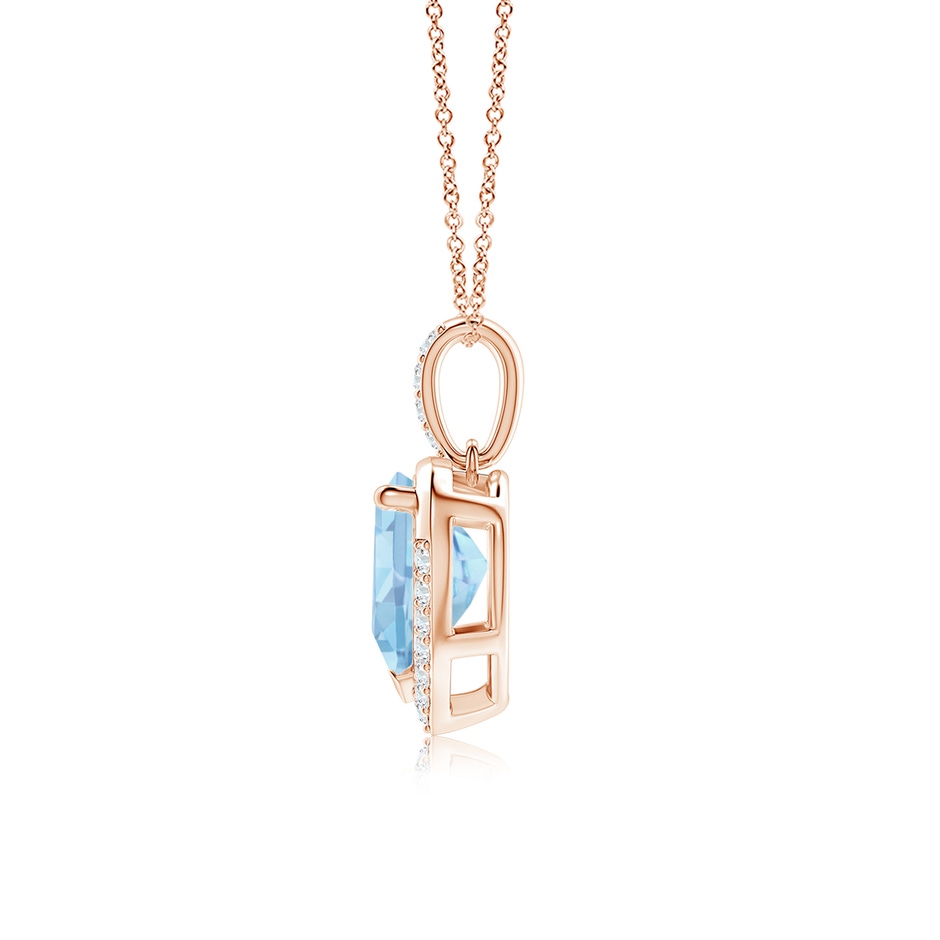 8mm AAAA Heart-Shaped Aquamarine Halo Pendant in Rose Gold side 199