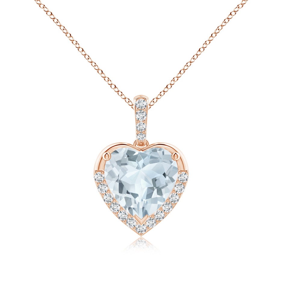 9mm A Heart-Shaped Aquamarine Halo Pendant in Rose Gold 