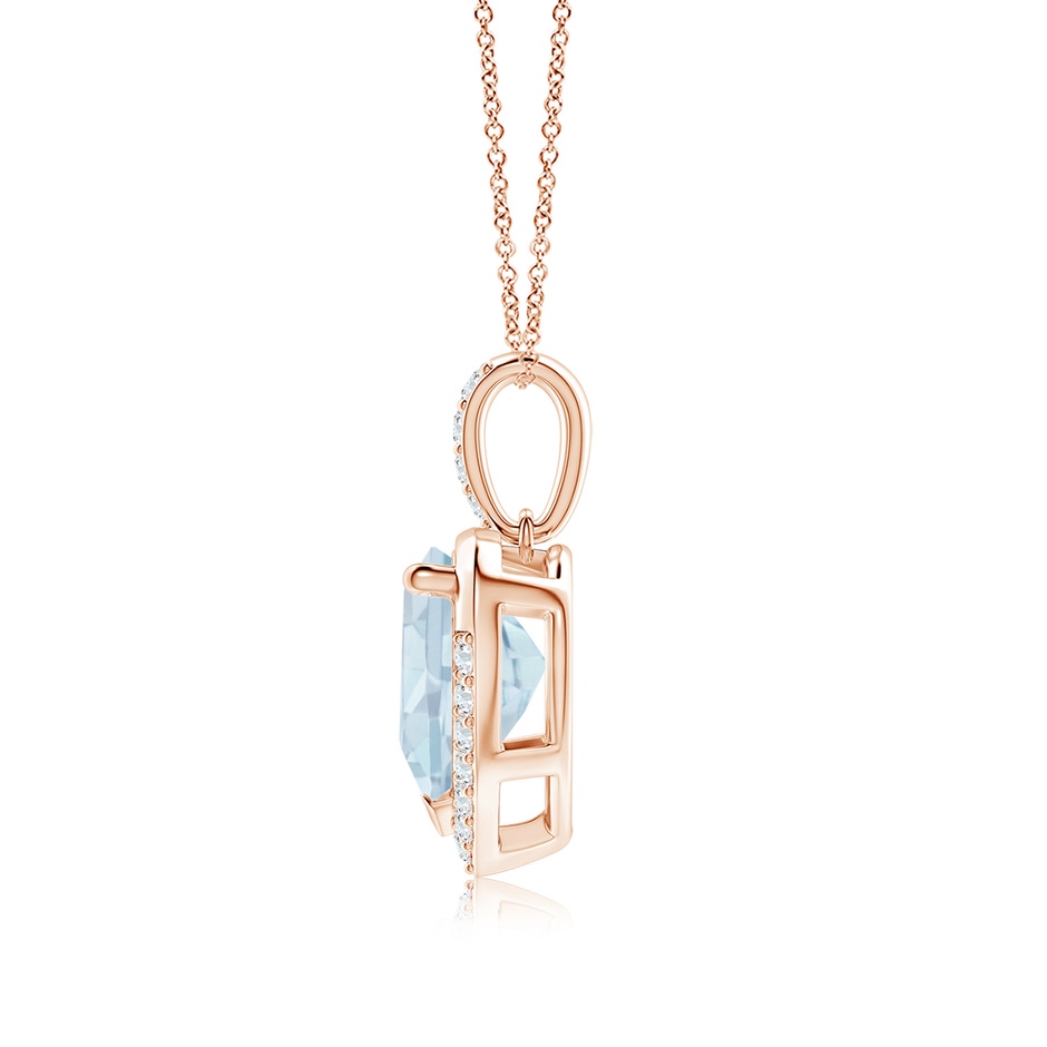 9mm A Heart-Shaped Aquamarine Halo Pendant in Rose Gold side 199