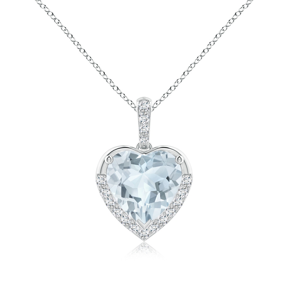 9mm A Heart-Shaped Aquamarine Halo Pendant in White Gold 