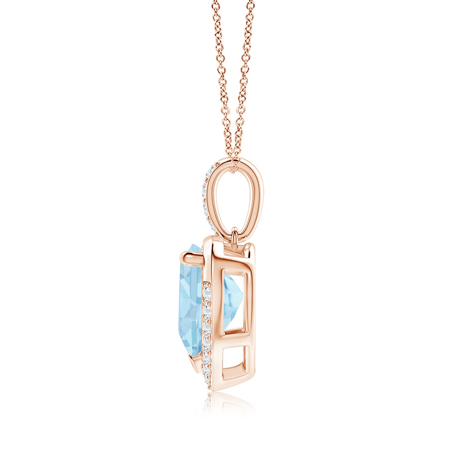 9mm AAA Heart-Shaped Aquamarine Halo Pendant in Rose Gold side 199