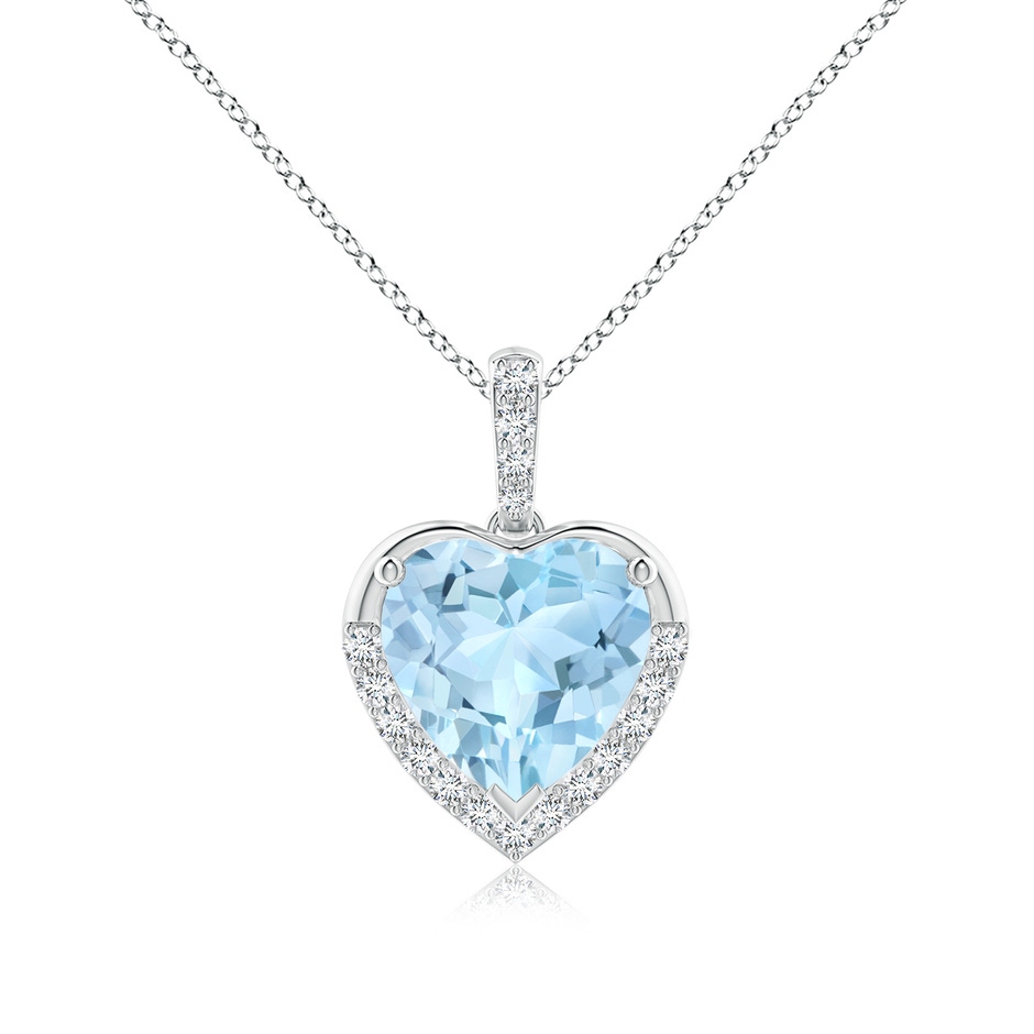 9mm AAA Heart-Shaped Aquamarine Halo Pendant in White Gold 