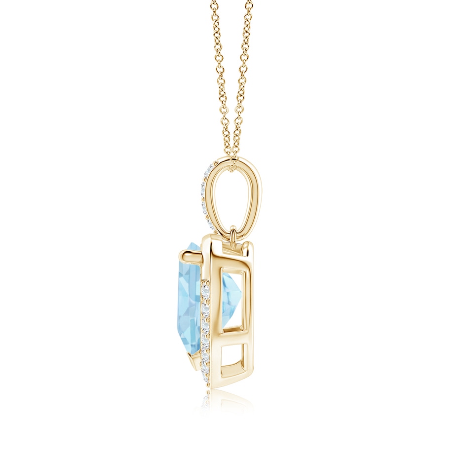 9mm AAA Heart-Shaped Aquamarine Halo Pendant in Yellow Gold side 199