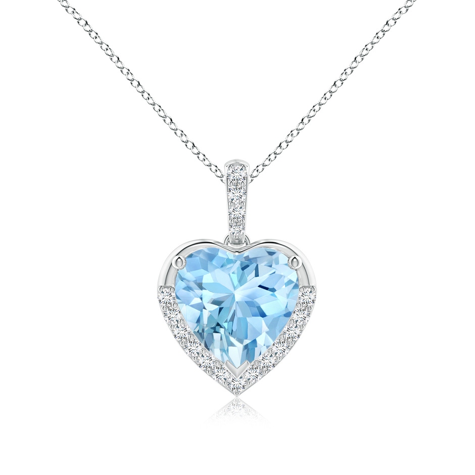 9mm AAAA Heart-Shaped Aquamarine Halo Pendant in P950 Platinum 