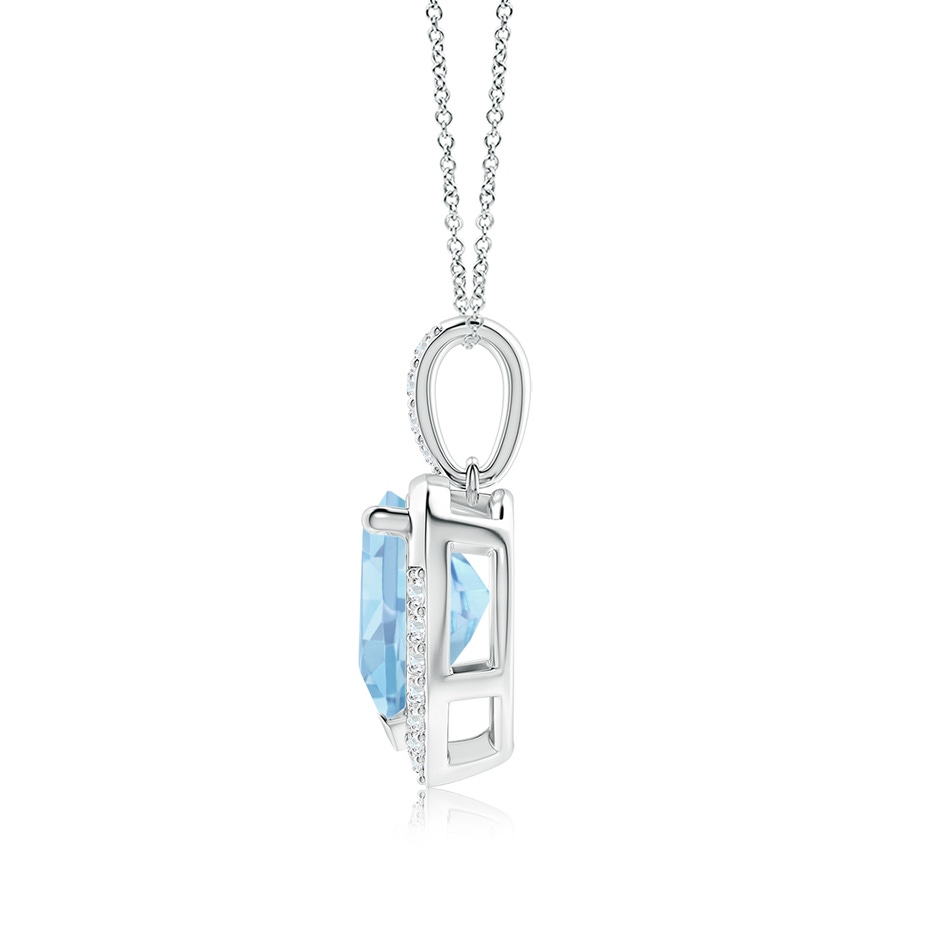 9mm AAAA Heart-Shaped Aquamarine Halo Pendant in P950 Platinum side 199